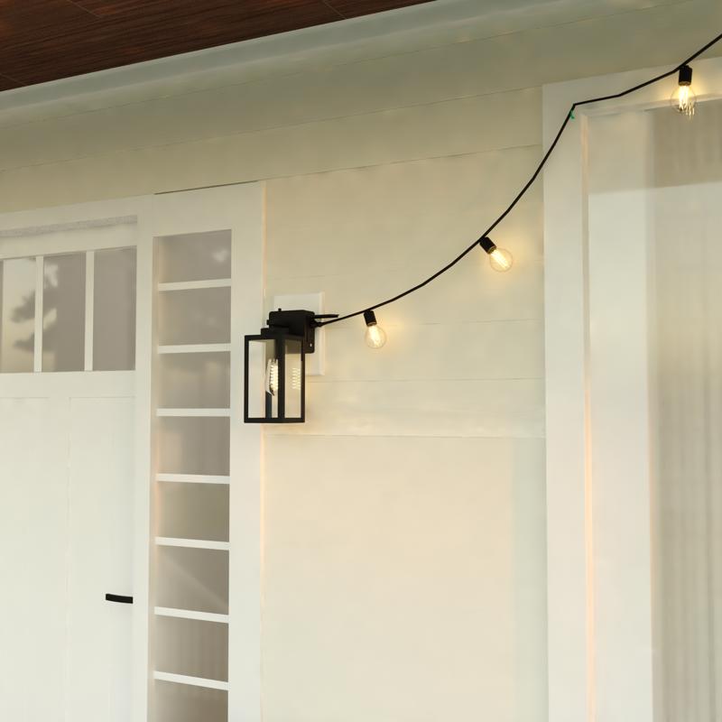 Dualux Textured Black Black Dusk to Dawn LED Porch Light