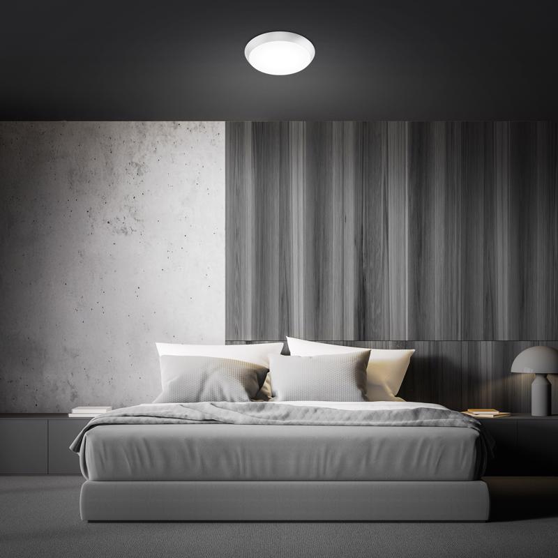 Feit 3 in. H X 11 in. W X 11 in. L Brushed Nickel White Ceiling Fixture