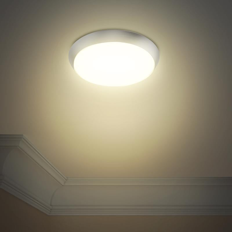 Feit 3 in. H X 11 in. W X 11 in. L Brushed Nickel White Ceiling Fixture