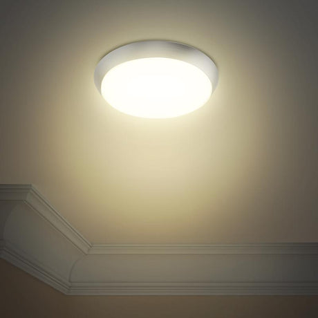 Feit 3 in. H X 11 in. W X 11 in. L Brushed Nickel White Ceiling Fixture