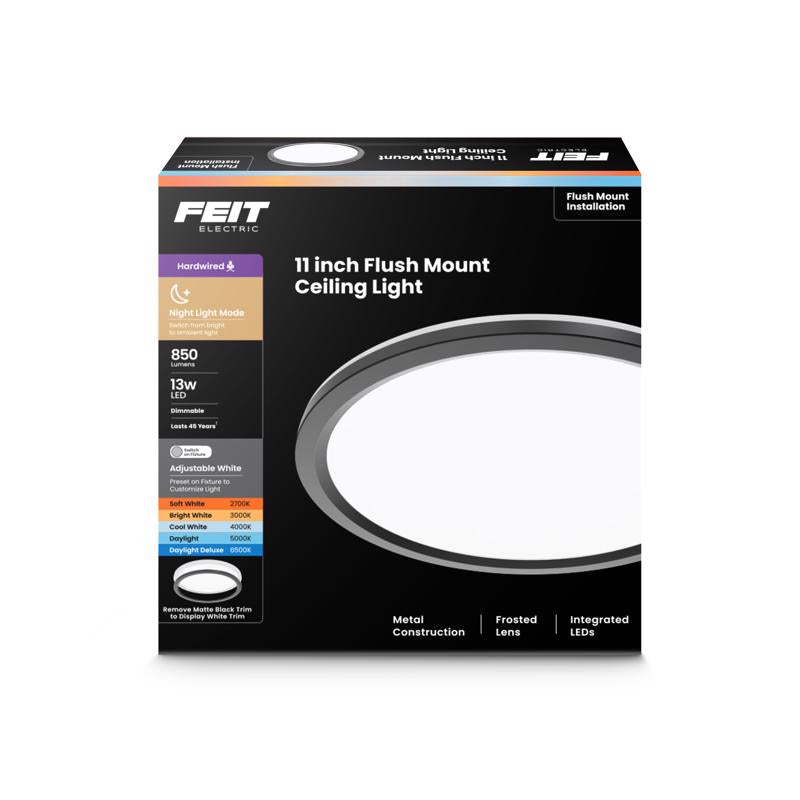 Feit 3 in. H X 11 in. W X 11 in. L Matte Black Black Ceiling Fixture