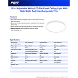 Feit 3 in. H X 11 in. W X 11 in. L Matte Black Black Ceiling Fixture
