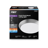 Feit 3 in. H X 9 in. W X 9 in. L Brushed Nickel White Ceiling Fixture