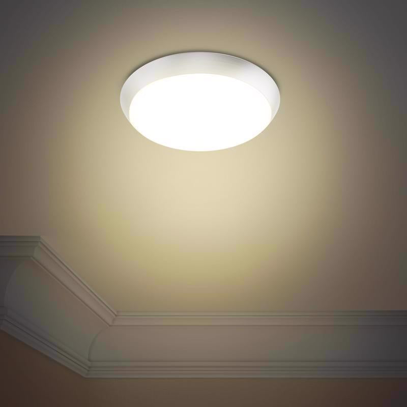 Feit 3 in. H X 9 in. W X 9 in. L Brushed Nickel White Ceiling Fixture