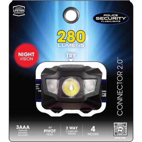 Police Security Connector 2.0 280 lm Black LED Head Lamp AAA Battery