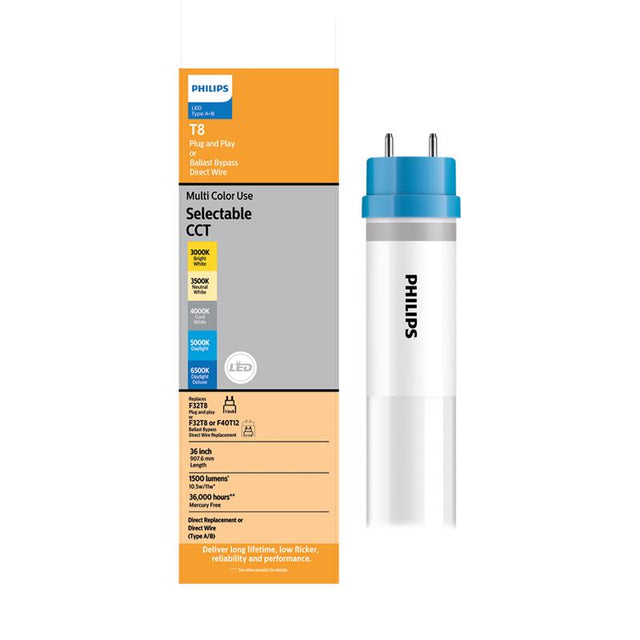 Philips LED Multi-CCT 36 in. G13 T8 Linear 25 Watt Equivalence 1 pk, Pack of 10