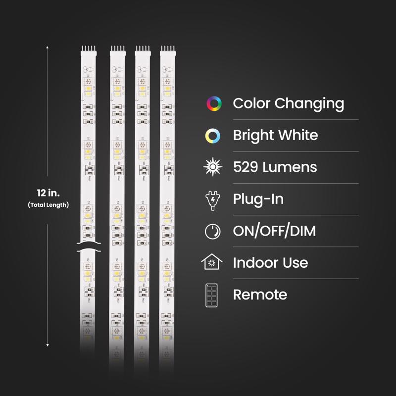 Feit 12 in. L Color Changing Plug-In LED Tape Light 4 pk