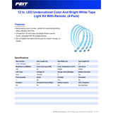 Feit 12 in. L Color Changing Plug-In LED Tape Light 4 pk
