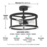 Feit 54 in. H X 15 in. W X 15 in. L Matte Black LED Ceiling Light Fixture