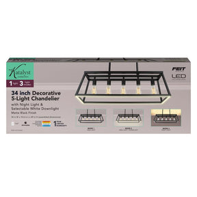 Feit Matte Black 5 lights Chandelier