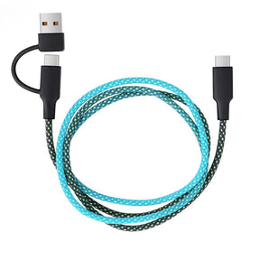 Fusebox Multicolored Braided Cable USB-C Cable For Any USB-Powered Device 3 ft. L