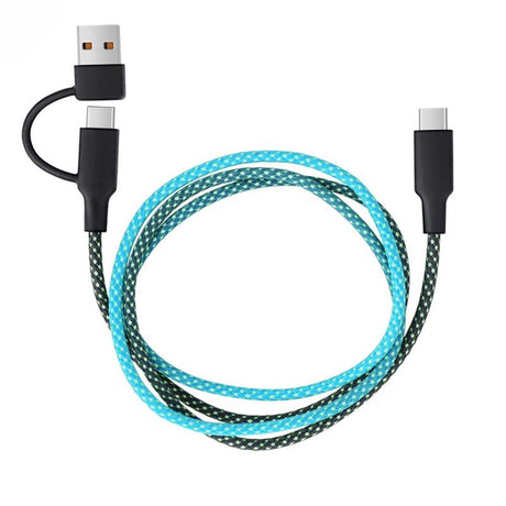 Fusebox Multicolored Braided Cable USB-C Cable For Any USB-Powered Device 3 ft. L