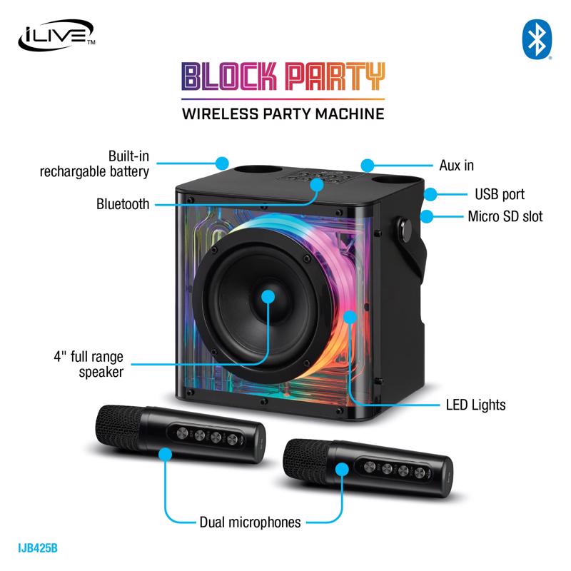 iLive Wireless Bluetooth Karaoke Machine, Pack of 4