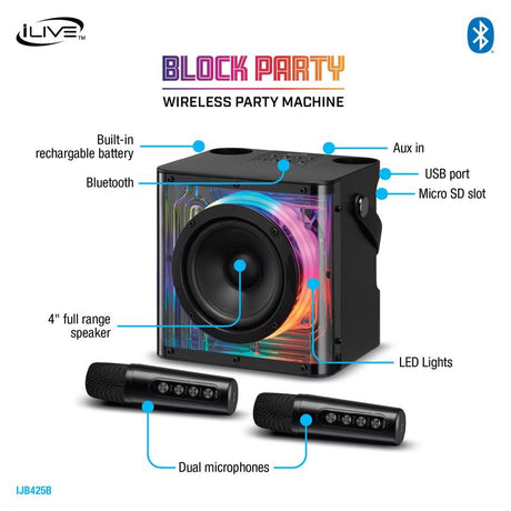 iLive Wireless Bluetooth Karaoke Machine, Pack of 4