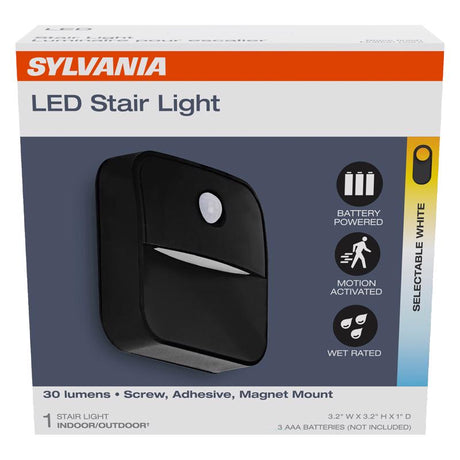 Sylvania Motion-Sensing Battery Powered LED Black Stair Light