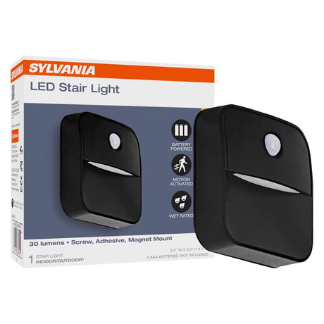 Sylvania Motion-Sensing Battery Powered LED Black Stair Light
