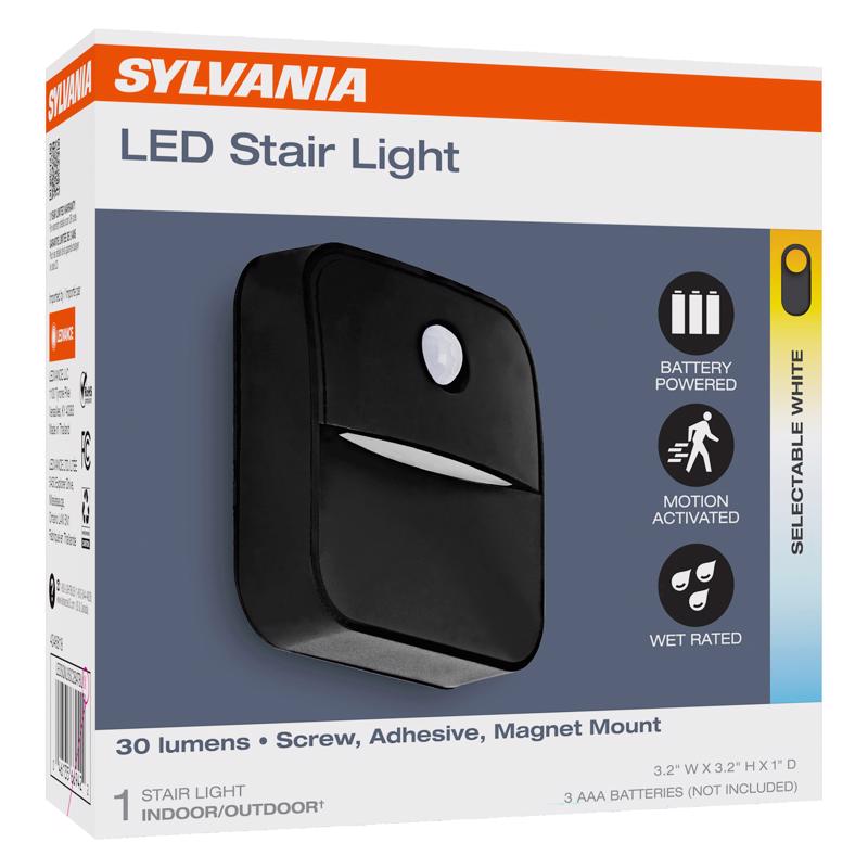 Sylvania Motion-Sensing Battery Powered LED Black Stair Light