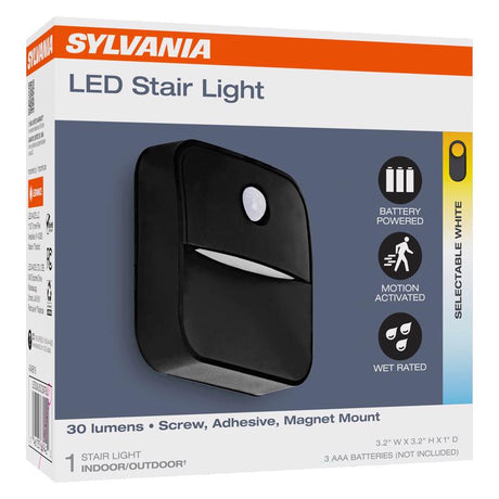 Sylvania Motion-Sensing Battery Powered LED Black Stair Light