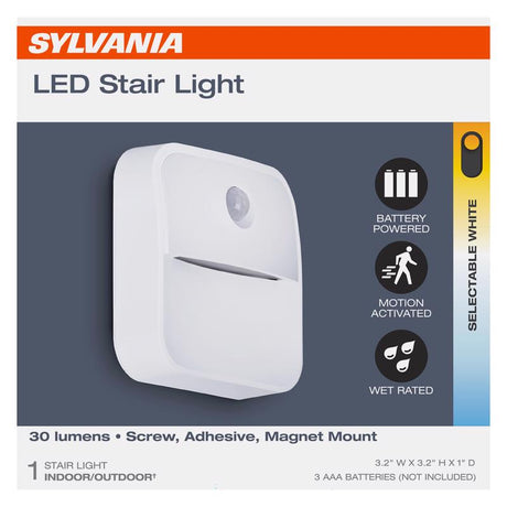 Sylvania Motion-Sensing Battery Powered LED White Stair Light