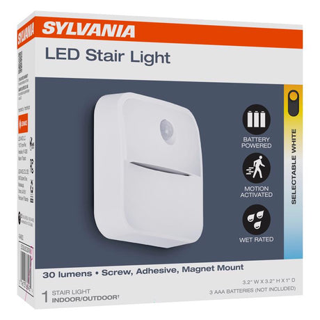 Sylvania Motion-Sensing Battery Powered LED White Stair Light