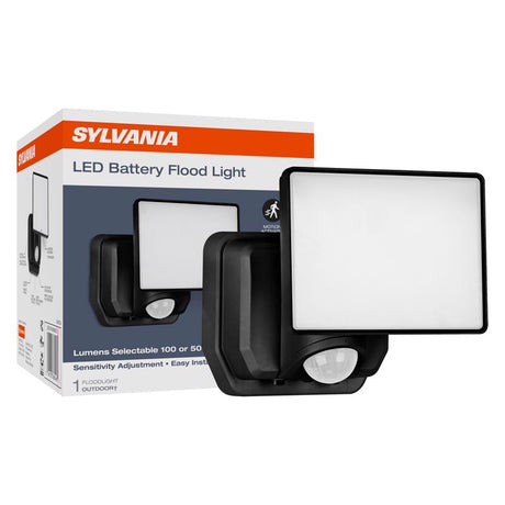 Sylvania Motion-Sensing Battery Powered LED Black Security Floodlight