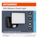 Sylvania Motion-Sensing Battery Powered LED Black Security Floodlight