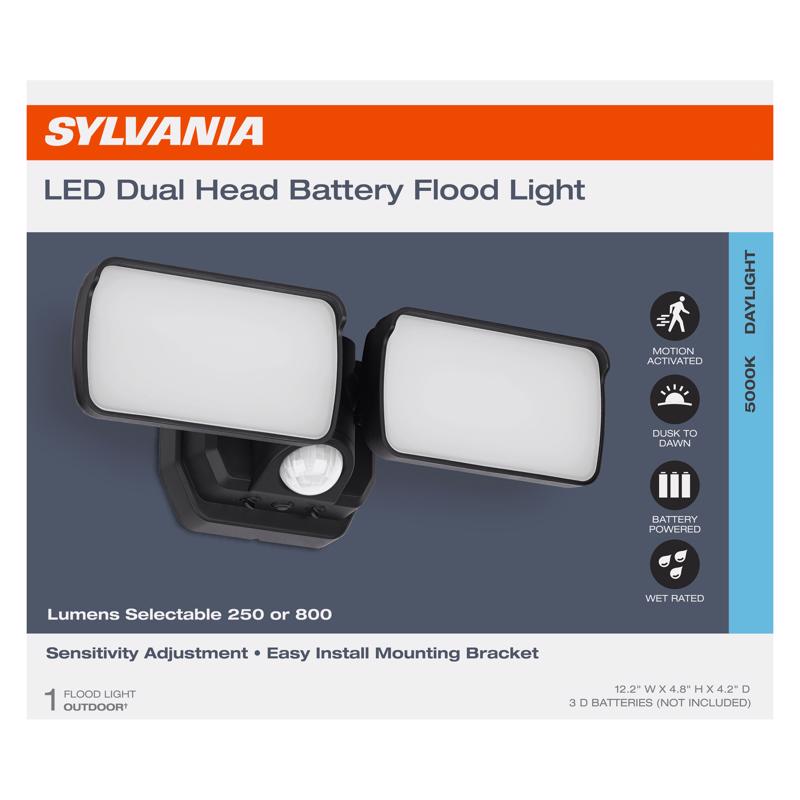 Sylvania Motion-Sensing Battery Powered LED Black Security Floodlight