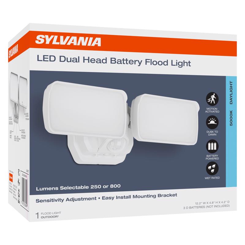 Sylvania Motion-Sensing Battery Powered LED White Security Floodlight