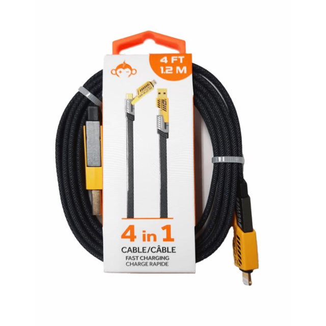 MonkeyZ 4ft. 4-in-1 Cable Cell Phone Charger, Pack of 12