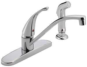 Delta Peerless Tunbridge Series P188500LF Kitchen Faucet with Side Sprayer, 1.8 gpm, 1-Handle, Chrome-Plated, Deck