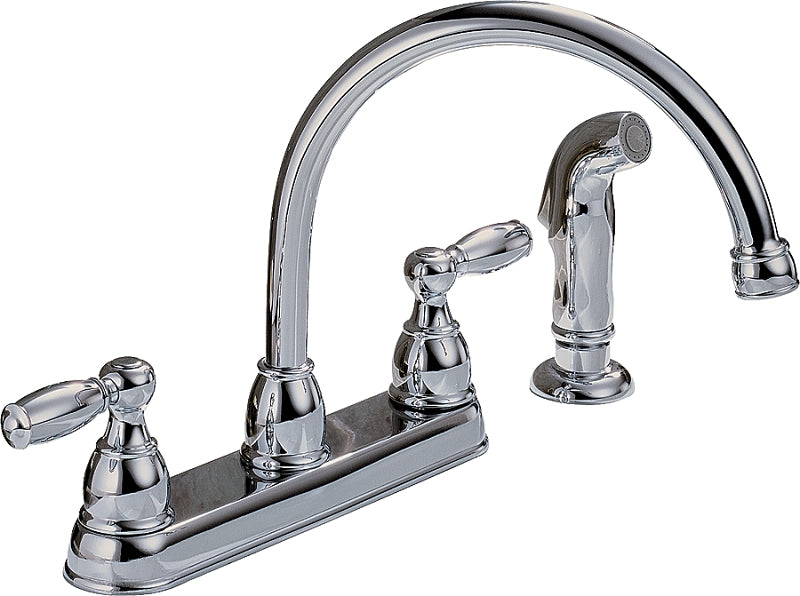 Delta Peerless Claymore Series P299575LF Kitchen Faucet, 1.8 gpm, 2-Faucet Handle, Chrome-Plated, Deck Mounting