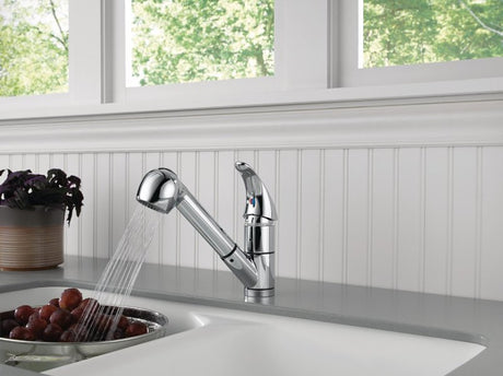 Peerless Tunbridge Series P18550LF Pull-Out Faucet, 1.8 gpm, 1-Handle, 3-Faucet Hole, Metal, Chrome Plated