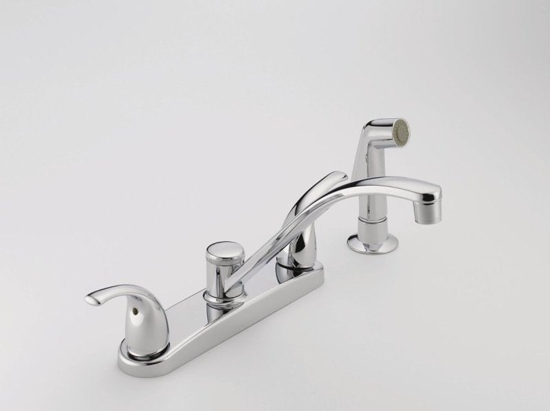 Peerless Tunbridge Series P299508LF Two-Handle Kitchen Faucet, 1.8 gpm, 2-Faucet Handle, 4-Faucet Hole, Chrome Plated