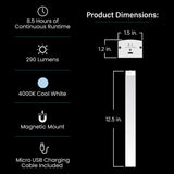 Feit 12.5 in. L White Battery Powered LED Under Cabinet Light Strip 320 lm