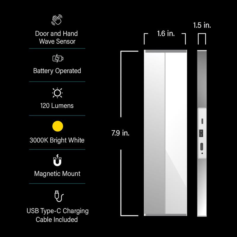 Feit 8 in. L White Battery Powered LED Light Bar 120 lm