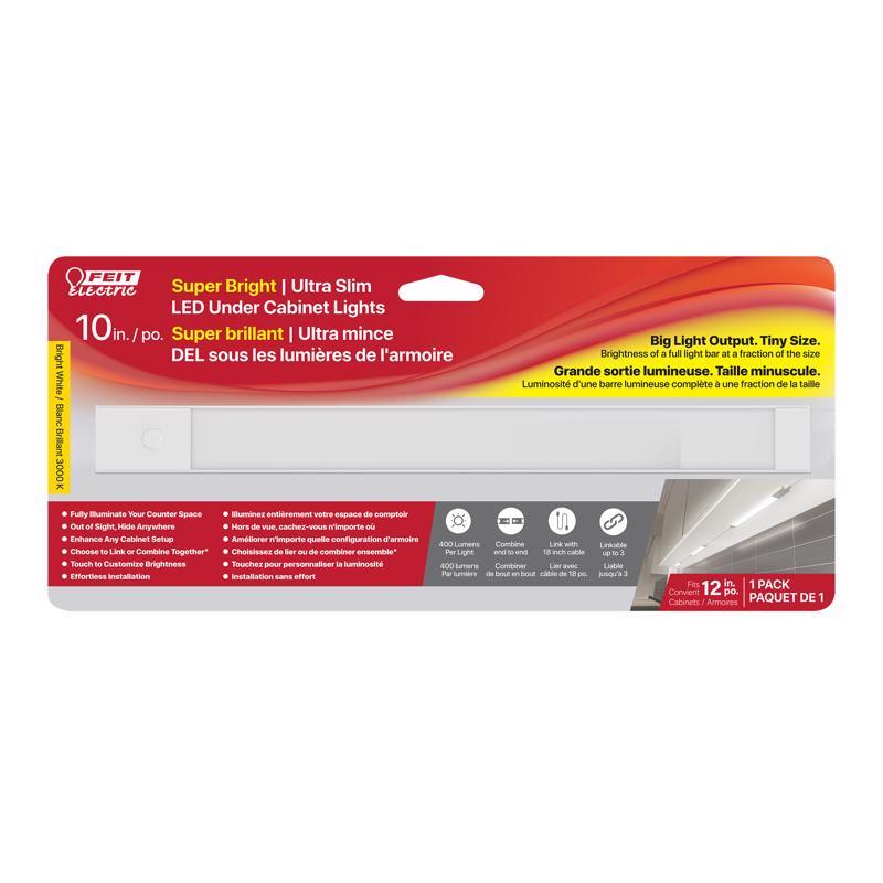 Feit 10 in. L White Plug-In LED Under Cabinet Light Strip 400 lm, Pack of 12