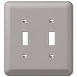 Amerelle Devon Brushed Nickel 2 gang Steel Toggle Wall Plate 1 pk, Pack of 3