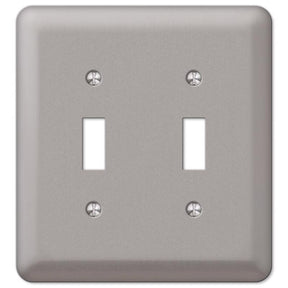 Amerelle Devon Brushed Nickel 2 gang Steel Toggle Wall Plate 1 pk, Pack of 3