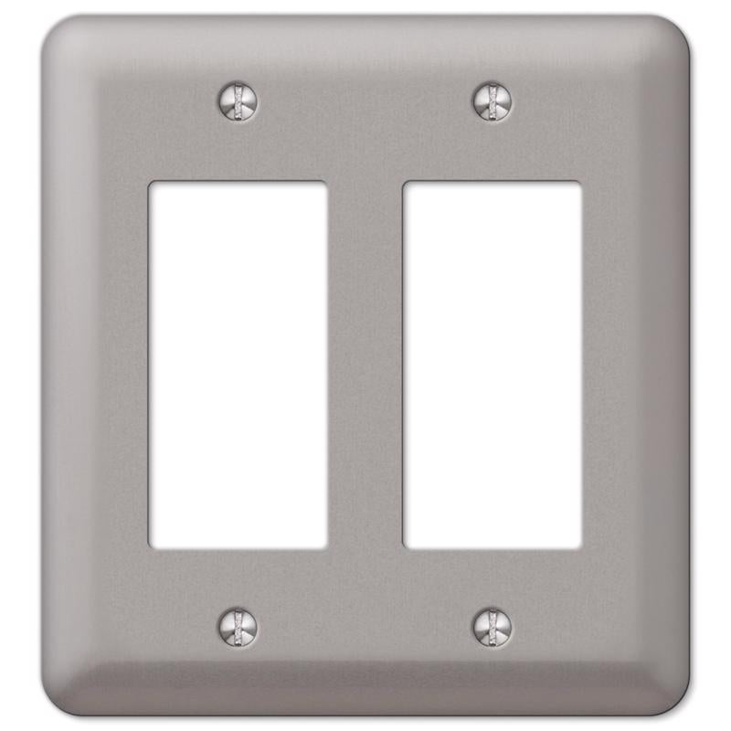 Amerelle Devon Brushed Nickel 2 gang Steel Decorator Wall Plate 1 pk, Pack of 3