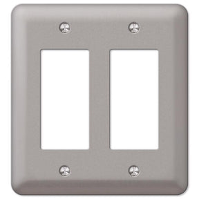 Amerelle Devon Brushed Nickel 2 gang Steel Decorator Wall Plate 1 pk, Pack of 3