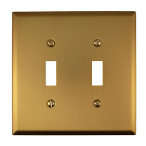 Amerelle Oxford Brushed Gold 2 gang Steel Toggle Wall Plate 1 pk
