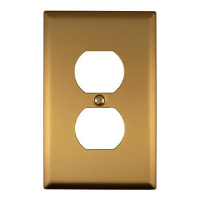 Amerelle Oxford Brushed Gold 1 gang Steel Duplex Wall Plate 1 pk