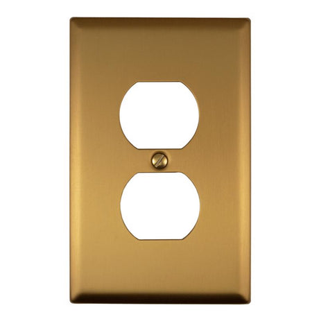 Amerelle Oxford Brushed Gold 1 gang Steel Duplex Wall Plate 1 pk