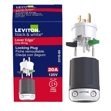 Leviton Lever Edge Commercial and Residential Plastic Locking Plug L5-20P
