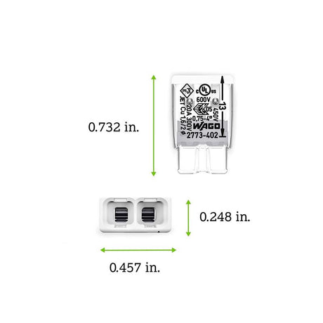 Wago 2 Port Push-In Wire Connector 10 pk