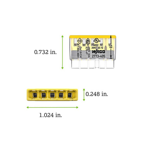 Wago 5 Port Push-In Wire Connector 10 pk
