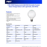 Feit G40 E26 (Medium) Filament LED Bulb Soft White 100 Watt Equivalence 1 pk, Pack of 2