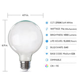 Feit G40 E26 (Medium) Filament LED Bulb Soft White 100 Watt Equivalence 1 pk, Pack of 2
