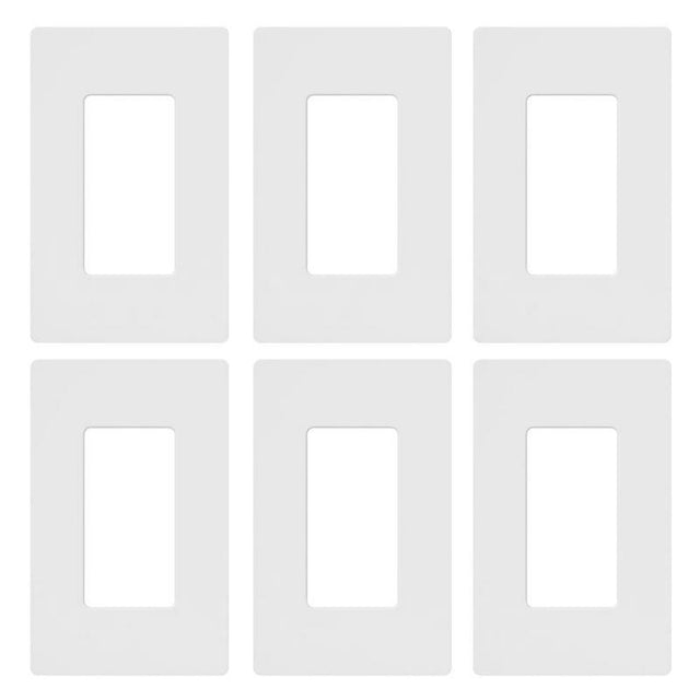 Lutron Claro White 1 gang Plastic Wall Plate 6 pk