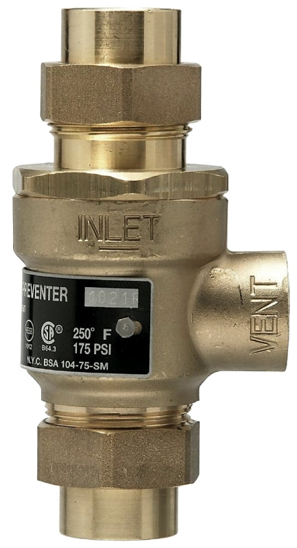 Watts 0950053 Check Valve, 1/2 in, Union FNPT x FNPT, Brass Body